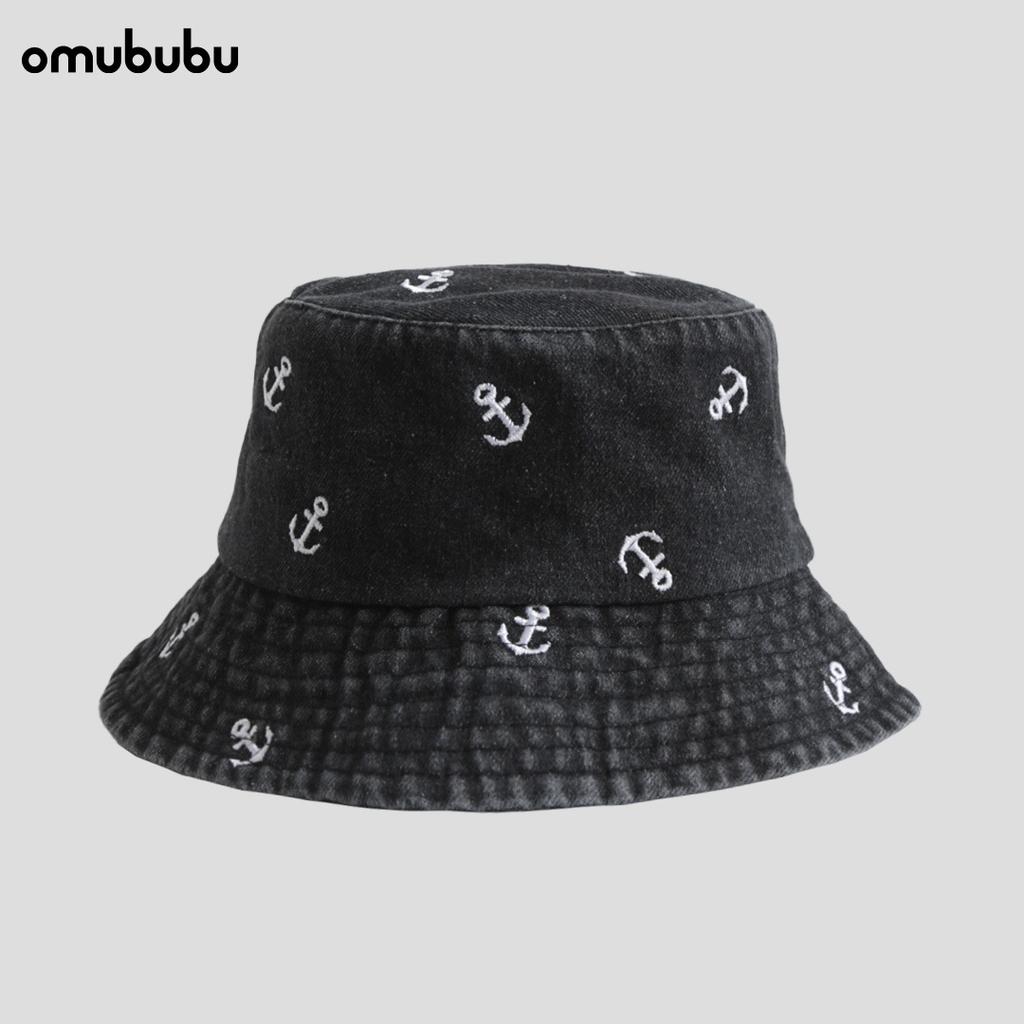 Watermelon embroidered denim bucket hat men's wide eaves sunshade fashionable versatile face small bucket hat girls sunscreen hat