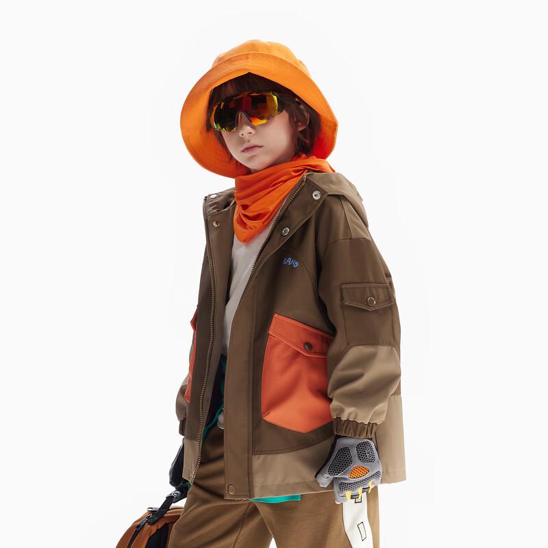 MQD Boys' Colorblock Hooded Trench Coat