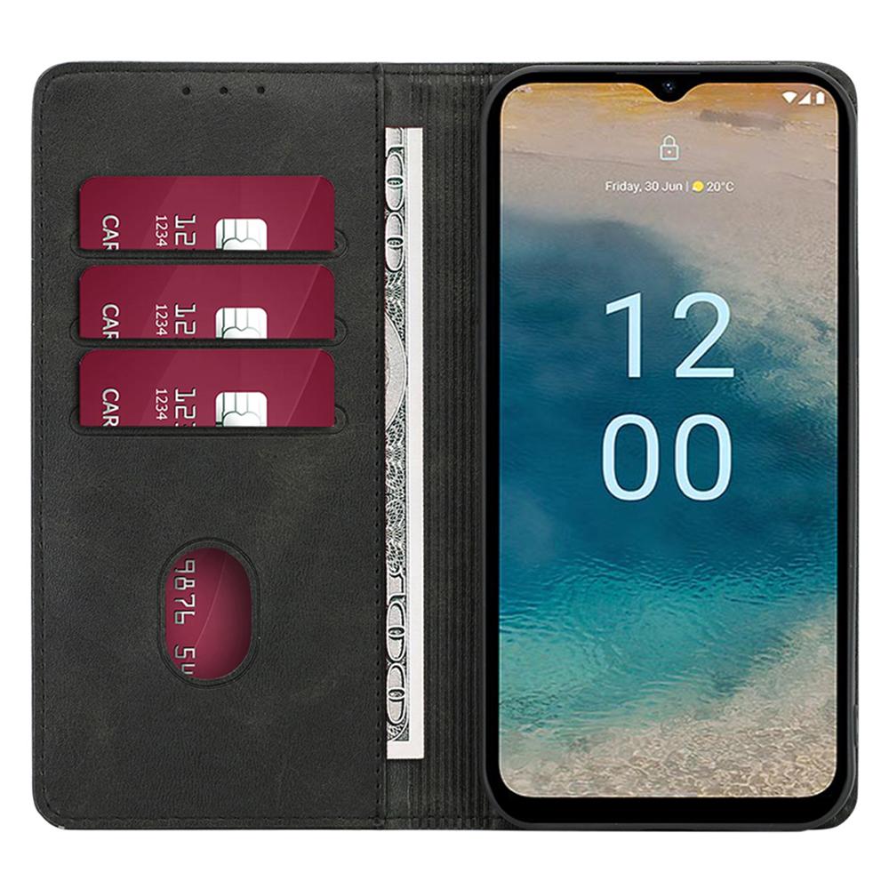 

For Nokia G42 Case Leather Calf Texture Phone Protector with Magnetic Closure Black