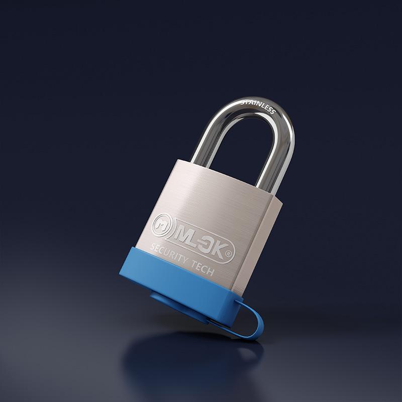 MOK IP68 Waterproof High Security 40 mm & 50 mm Smart Fingerprint Padlock Heavy Duty Container Locks (as the picture,Glass Door&Hasps&Stainless Steel)