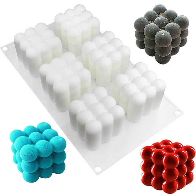 6-Cavity Rubik's Cube Silicone Mold for Candles and Cakes