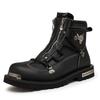 Martin boots fashionable men's high-top locomotive boots multi-zipper metal element non-slip and wear-resistant men Martin