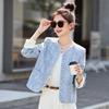 2025 Frühling Damen Retro Pailletten Rundhalsjacke HE5011