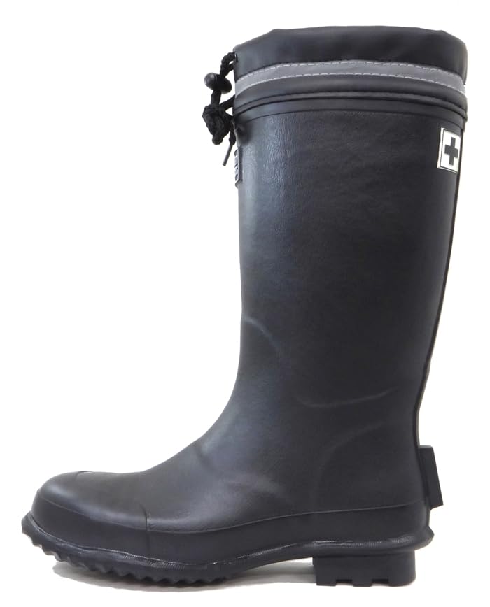 Rikioh Safety Shoes, Alkali-Resistant Rubber Boots, S235, Men's, Black, LL