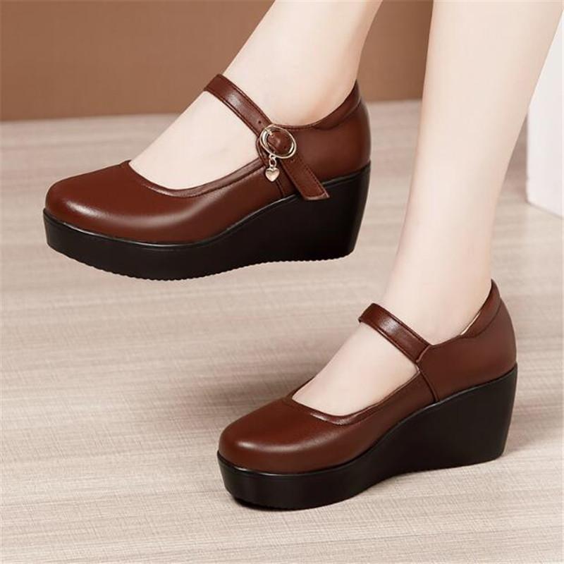 Fashion Size 32-43 Women's Shoes Platform Wedge 2024 New Women's Spring Shoes High Heel Fashion Mid-aged Shallow Mouth Mother Shoes