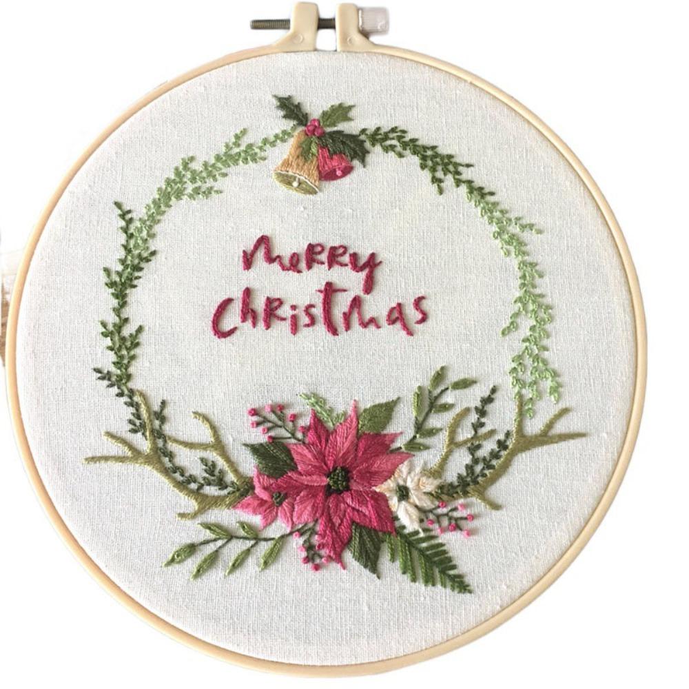 Elk Deer Christmas Embroidery Kit DIY Embroidery Set Home Decor Cross Stitch Set  Adults