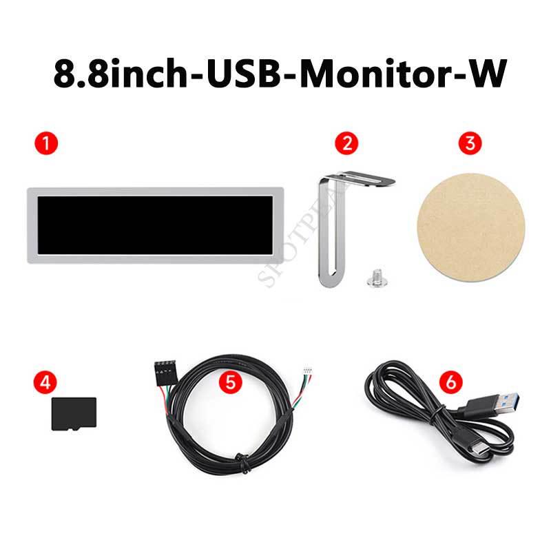 

8,8-дюймовый RGB LCD USB компьютерный корпусной дополнительный экран со звукоснимателем, разрешение 1920x480.