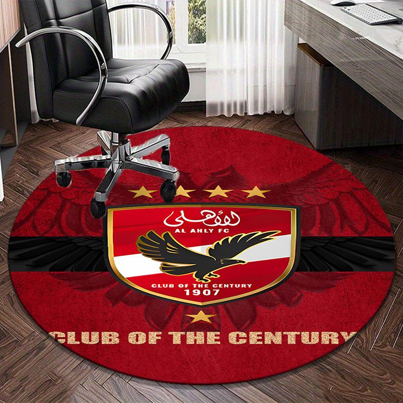 1PC round rug Ahly Football club Printed Round Area Rug ,Rug For Home Office, Round Chair Rug, Decorative Carpet Fan gifts Christmas gift