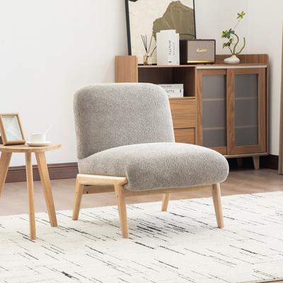 Scandinavian Fabric Lounge Chair – Soft Chenille Fabric and Sturdy Wood Frame, Ideal for Living Room & Bedroom, Gray