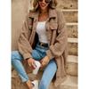 Women's Winter Long Loose Plush Coat, Turn-down Collar Buttoned Open Front Oversized Warm Overcoat for Women, European & American Style