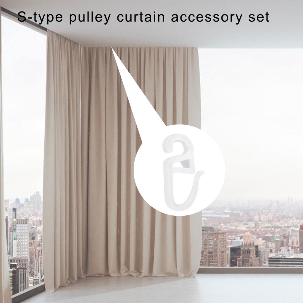 50Pcs S Shape Curtain Rails Gliders Hooks Sliders Clip Set for Easy Glides and Stability In Bedroom and Living Room