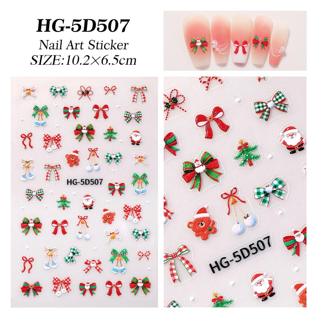 1/5pcs New Christmas Stickers 5D Cute Cartoon Santa Claus Snowflake Festival Tent Small Stickers Nail DIY Decoration Accessories