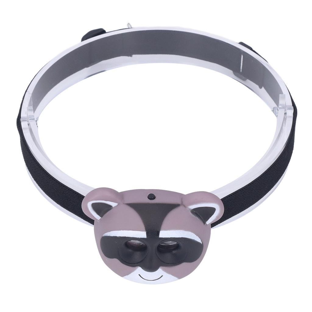 Kids Headlamp Raccoon Appearance 2 Lighting Modes Lightweight Battery Powered Plastic LED Headlight for Children