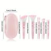 5Pcs Cute Compact Makeup Brush Set With Case Premium Brush For Flawless Foundation, Blush, Eyeshadow Application Beauty Tools