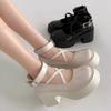 Chunky Platform High Heels Pumps Women 2025 Autumn Pu Leather Ankle Buckle Jane Shoes  Thick Heeled White Lolita Shoes