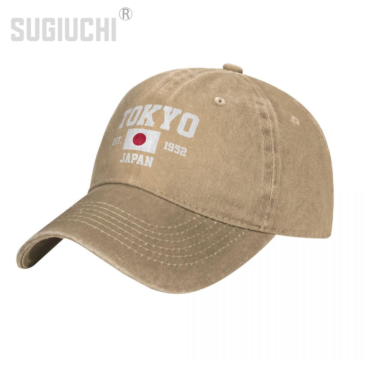 

Прапор Японії EST.1952 Tokyo Унісекс для дорослих, темно-вугільна джинсова бейсболка, унісекс, вінтажна бавовняна татова патріотична шапка для водія вантажівки One Size