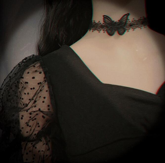 

Черное 3D кружевное колье-чокер с бабочками - Украшения ручной работы