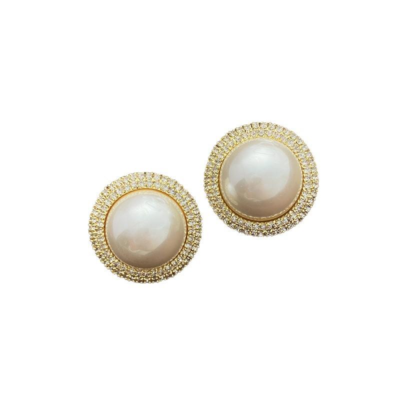 French Silver Needle Diamond Pearl Pendant Earrings Light Luxury Delicate Personality Earrings Design Sense Niche Earrings Women