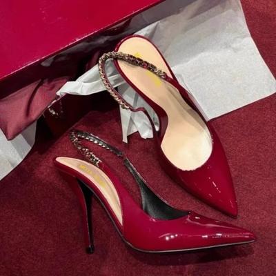 Mode Spitzschuh High Heel Sandalen Damen Sexy Pantoletten Frau Schuhe Slingback 2025 Sommer Elegant Kleid Leder Flache Pumps