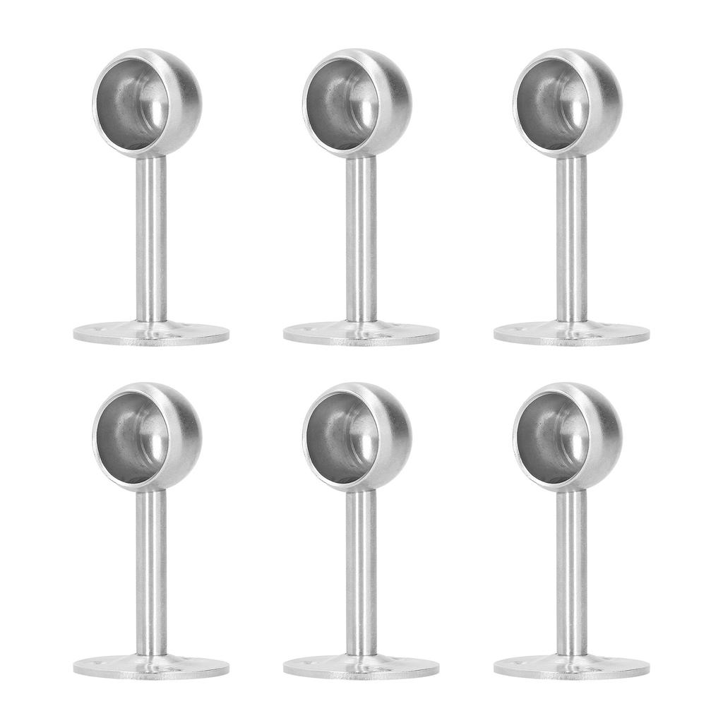 6Pcs Flanged Socket Stainless Steel Curtain Rod Brackets Wardrobe Pole Holder Hardware Fitting(22 AllPass )