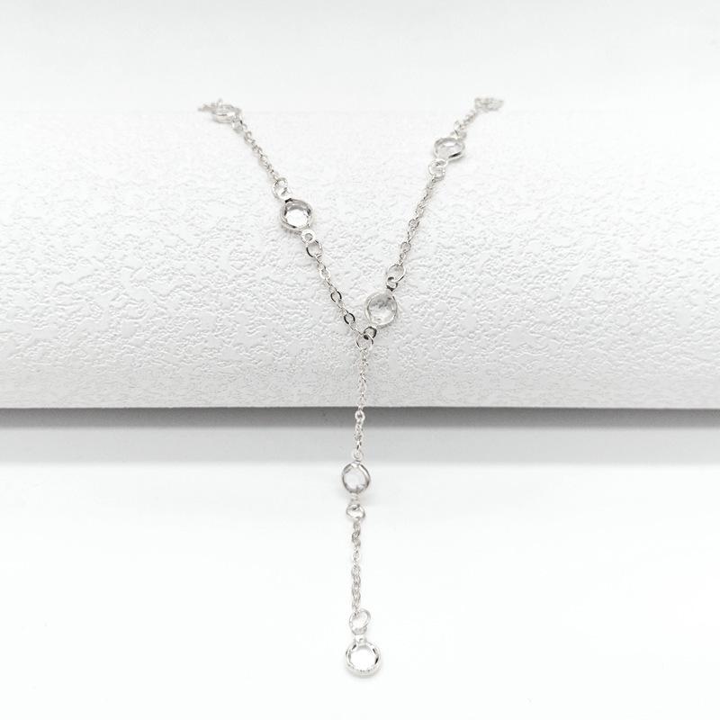

Popular versatile woman, personalized versatile fashion diamond set chain double-sided diamond necklace срібний