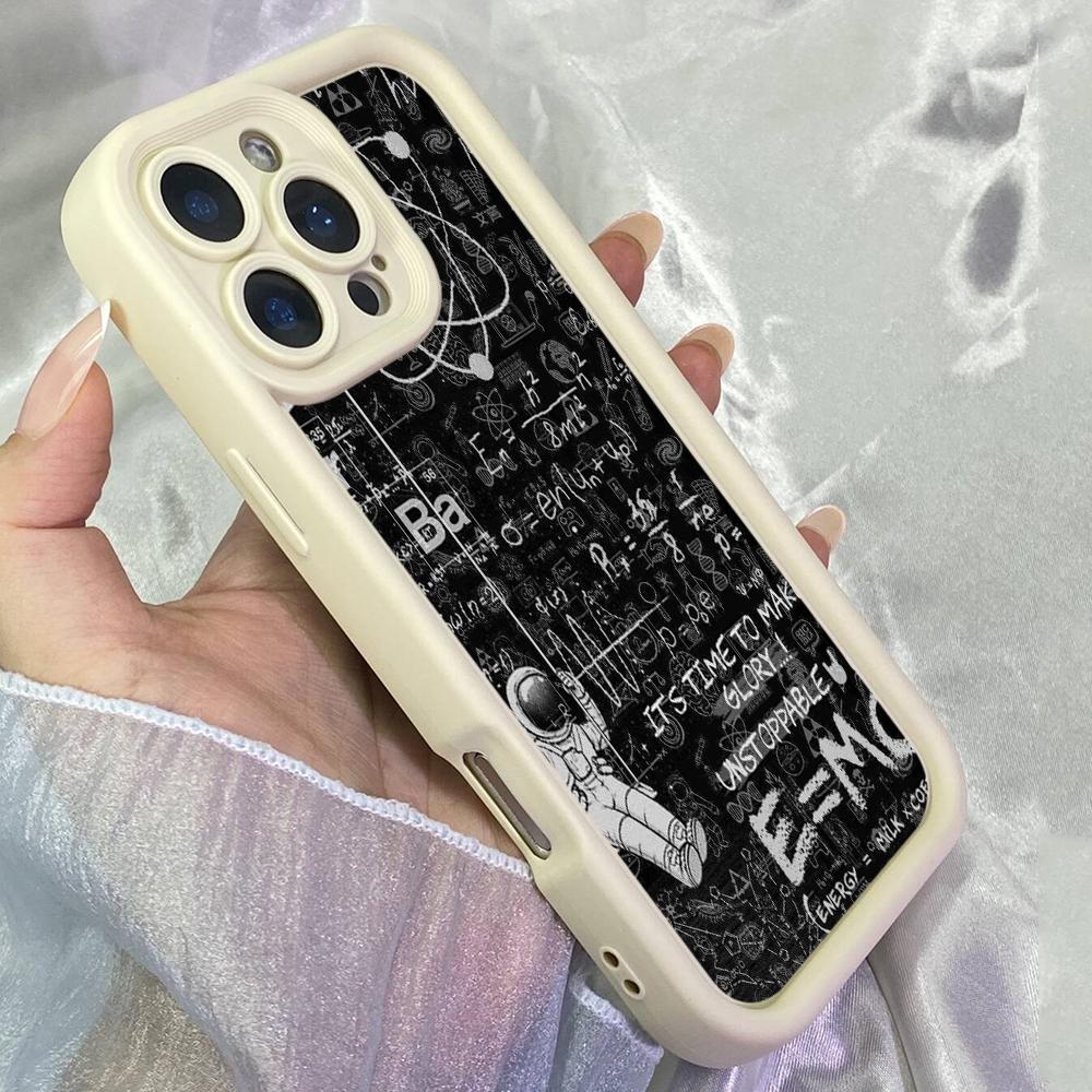 JT200 Cute Astronaut Mathematics for iPhone 17 16 15 14 Pro Max Samsung S26 S25 Ultra A17 A16 A07 A56 Xiaomi 15T Redmi 15c 14C Note 13 Soft TPU Case