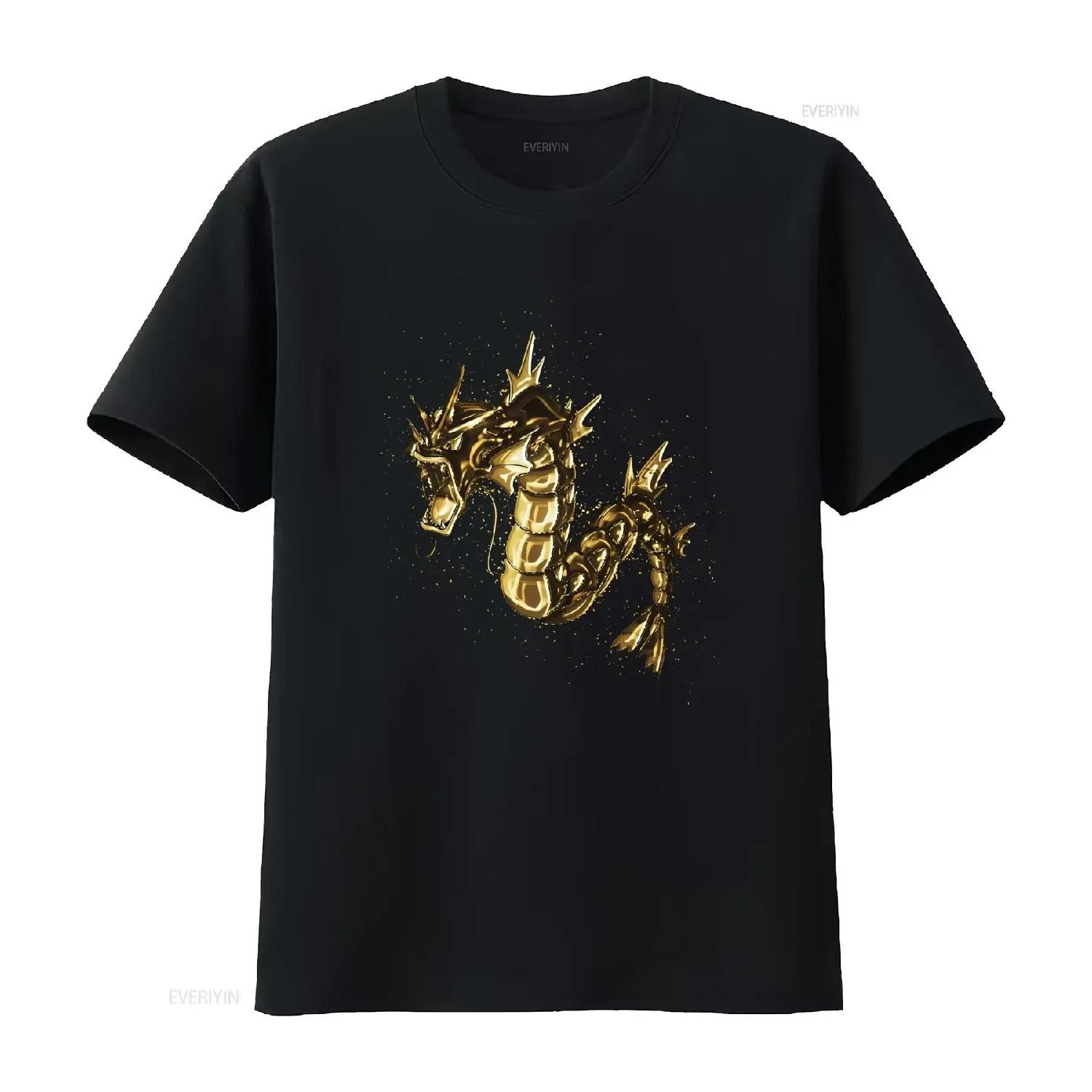 

Black T Shirt Children Leviator Gyarados vintage Washed Slightly fashion Unisex Versatile Stylish Top For Everyday Wear homme S чёрный