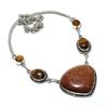 Natural Red Sunstone, Tiger Eye 925 Sterling Silver Jewelry Necklace 18" ASN-6137