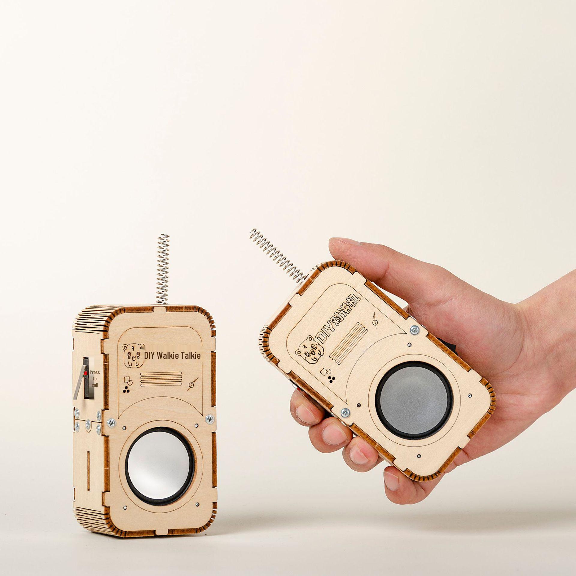 Children s Wooden Walkie-Talkie DIY Science Kit - 200m Wireless Educational Toy Model