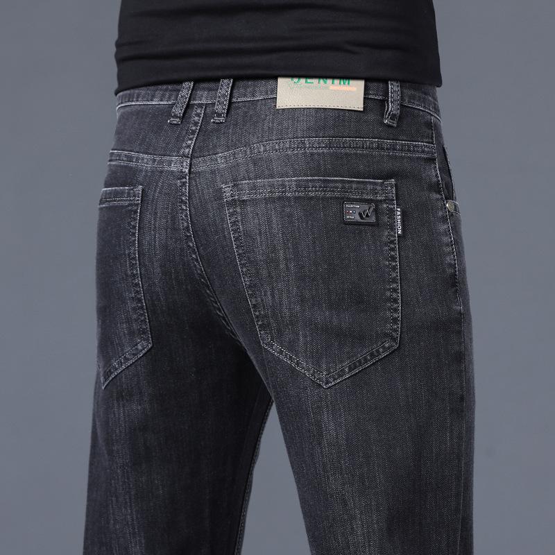 Autumn And Winter Thick Jeans Men'S Slim Fit Small Straight Leg New Men'S Pants Business Casual Men'S Long Pants Trendy Brand