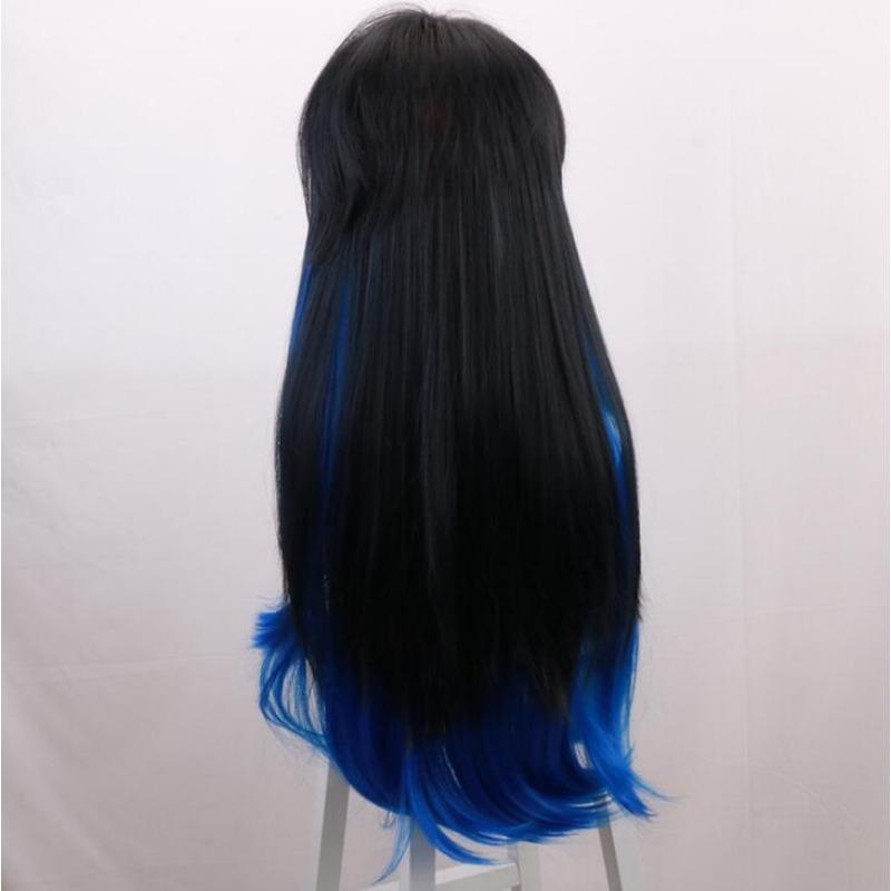 Hashibira Inosuke Cosplay Demon Slayer Kimetsu No Yaiba Black Blue Ombre Heat Resistant Hair Men Women Role Play Costume Wigs