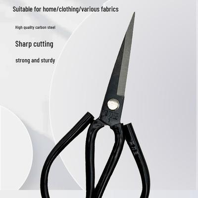 Black Handmade Carbon Steel Scissors: For Household, Leather, Clothing, and Industrial Use