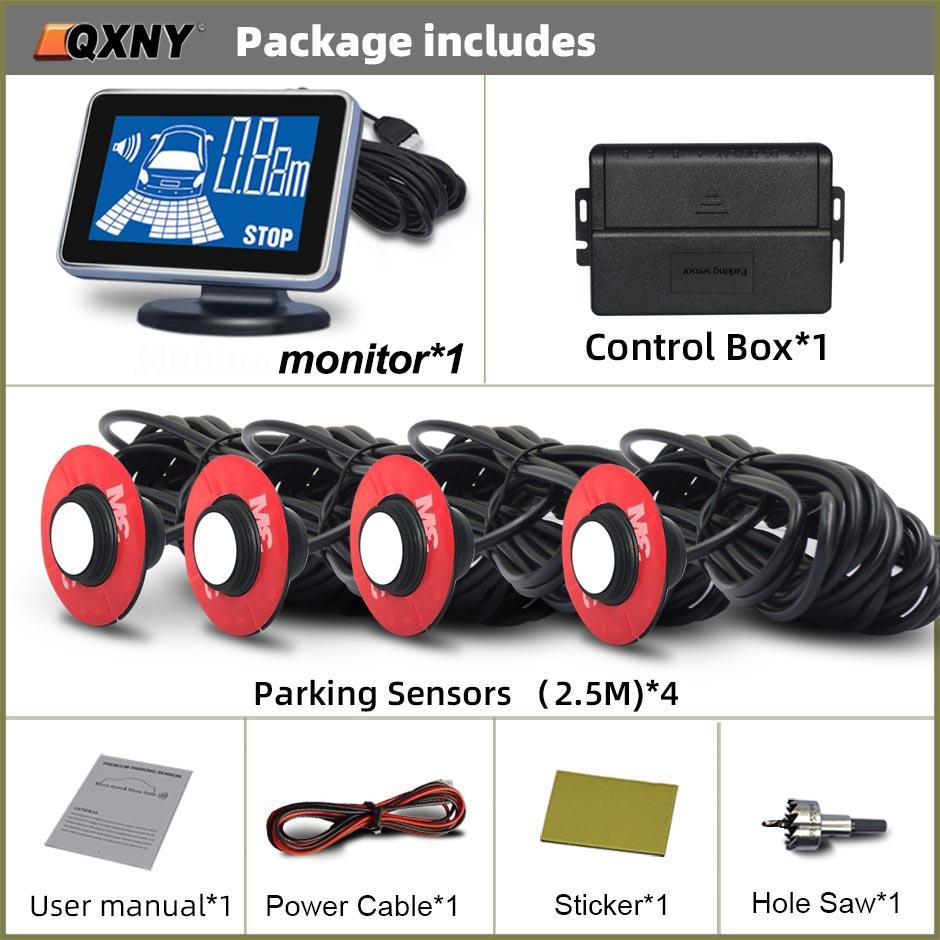 Qxny Backup Radar Plane 4 Rear Sensors Parktron for Bumper Adjustable Depth 16mm Parking Sensor To Assist Bumper Distance System