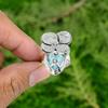 Mothers Day Deal 925 Sterling Silver Larimar Stone Promise Flower Ring Jewelry
