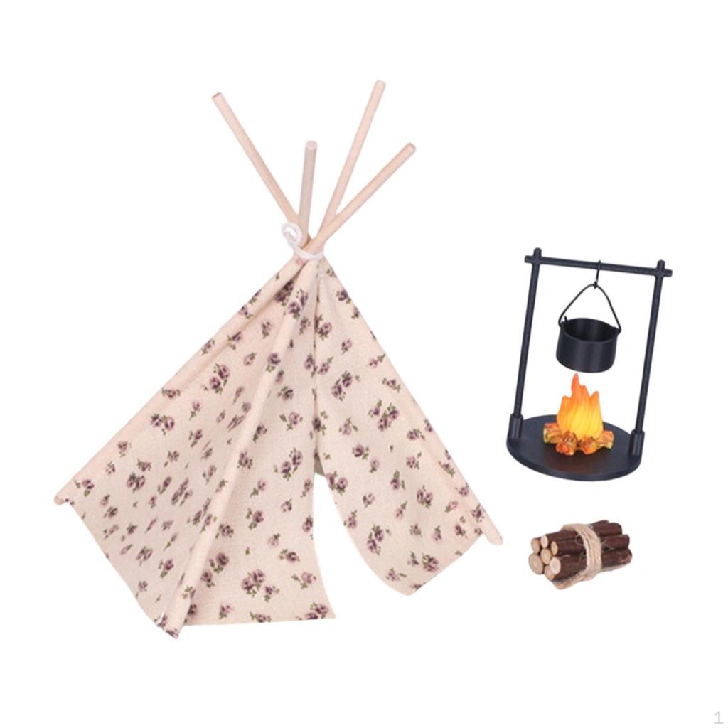 1/12 Dollhouse Miniature Camping Tent Outdoor Furniture Accessories Model Kit Collector