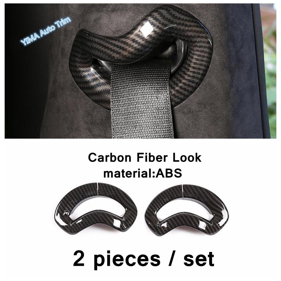 Safety Seat Belt Buckle / Pillar B / Gear Shift Box Panel Cover Trim For BMW X5 G05 X7 - Carbon Fiber Look Interior