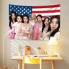 BABYMONSTER KPop Group Wall Tapestry US Flag Background with Members In Cute Pajamas Wall Hanging for Dorm  Bedroom Decor