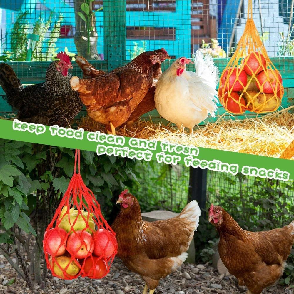 Practical Polyester Mesh Design Chicken Feeding Bag Easy Install Hanging Type with Hook Reusable Feeder Chicken Duck Supplies