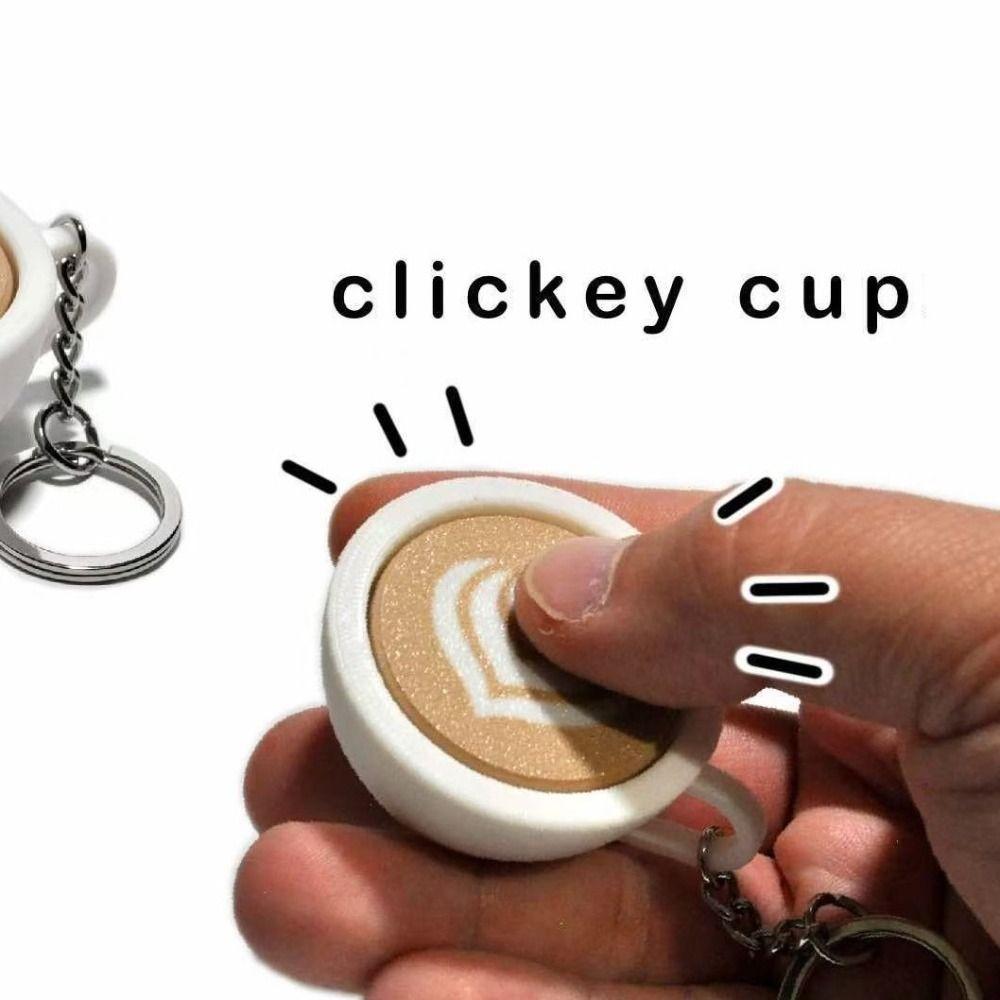 Food Funny Clicker Key Chain 3D Printed Coffee Calming Keychain Finger Button Pendant Kids Toy