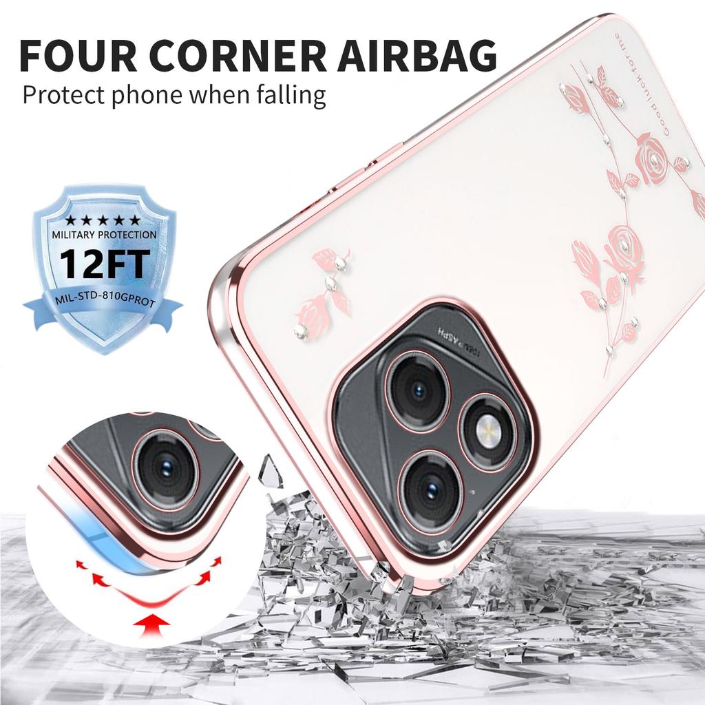 KADEM Für Honor 400 Lite 5G Hülle Blume Strass Dekor Galvanisiertes TPU Handyhülle