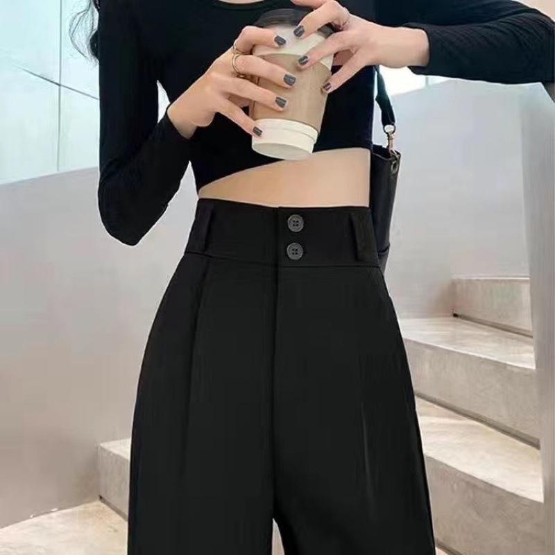 

Women s 2024 Summer High-Waist Black Wide-Leg Pants M [Recommended 80-100 jin]