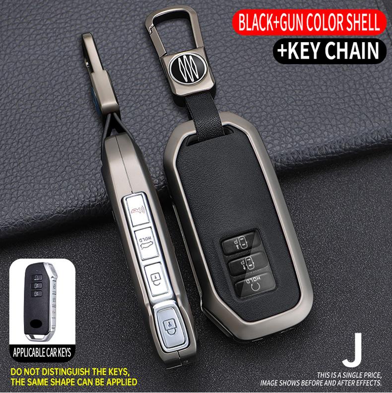 Zinc Alloy + Leather Car Key Case For Kia Sportage 2023 2024 Ray Sorento Soul Telluride Cerato 2020 K5 K8 2022 Remote Key Holder