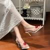 Sexy Slip On Back Strap Sandals Ladies Rose Flowers Narrow Band Open Toe Gladiator High Heels Summer Shoes Women Size 43