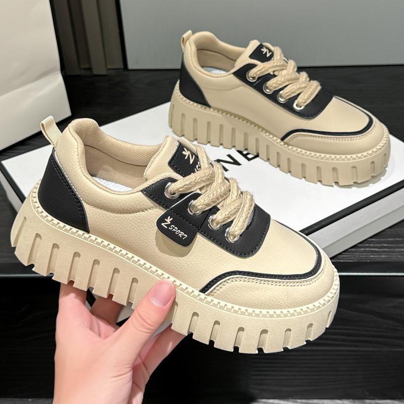 Весна и Осень новая спортивная и повседневная платформа ins кожаные одиночные туфли кеды 35