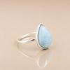 Anello Larimar in Argento Sterling 925, Anello con Pietra Larimar a Forma di Goccia, Gioielli Minimalisti Fatti a Mano, Anello con Pietra Blu Oceano
