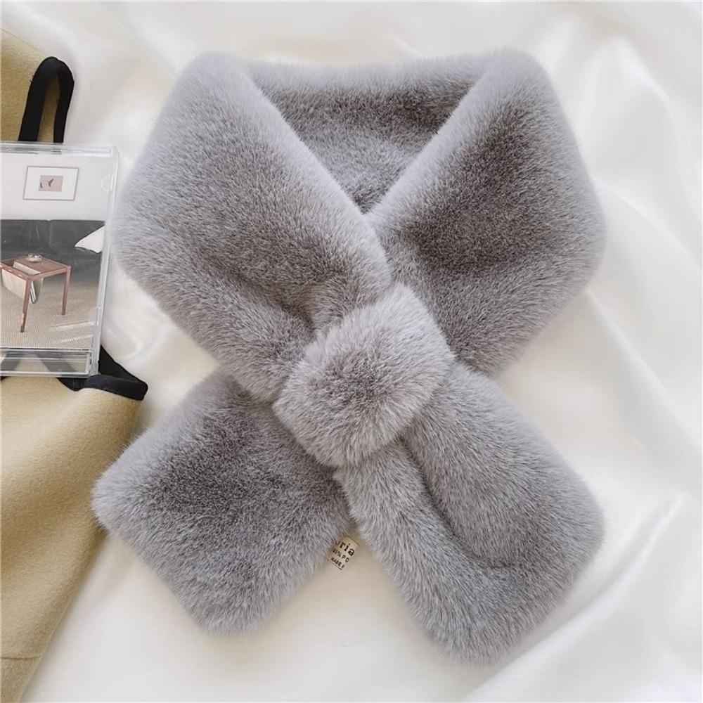 Windproof Plush Scarf Thick Neck Shawl Fashion Cross Neck Scarf  Gift