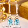 Aqua Blue Crystal Water Drop Stone Pendant Hoop Earrings For Women Multicolor Zircon Gold Color Ear Buckle Wedding Jewelry Gifts