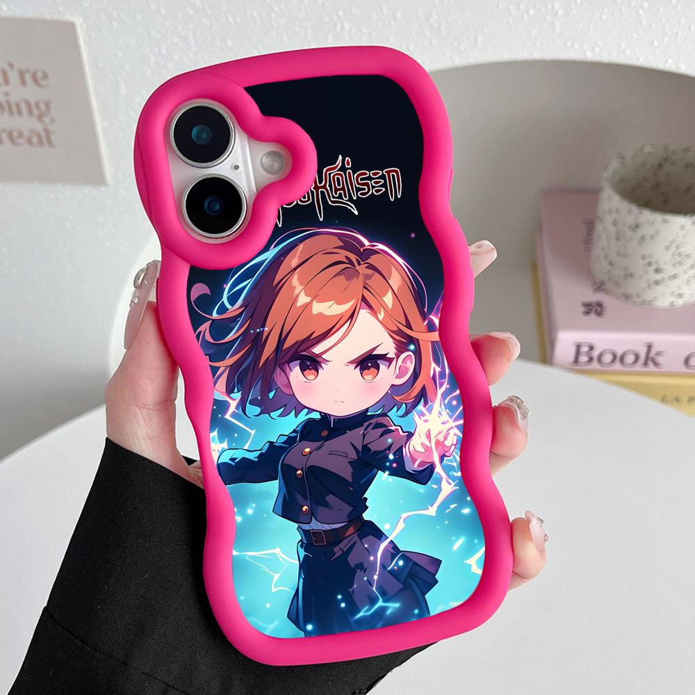 Jujutsu Kaisen Nobara Mobile Phone Case for iPhone 17 16 15 14 13 12 11 Air Pro Max Plus Wavy Edge TPU Colorful Cover Luxury
