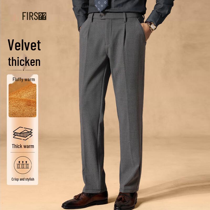 

Shanshan Men s Winter Thickened Fleece Business Casual Pants 38 (185/98A)