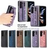 For Samsung Z Fold 6 5 4 3 Folding Screen Elastic Telescopic Leather Bag Wrist Strap with Pen Insertion Phone Case